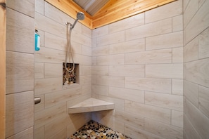 Shower, hair dryer, towels, soap - Cabin #2 @ Rock Creek Cabins! Back Porch to Enjoy the View & Pet Friendly! (Hot Springs National Park)