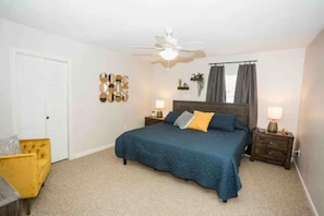 2 bedrooms, desk, iron/ironing board, travel cot