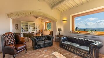 Una televisión, una chimenea