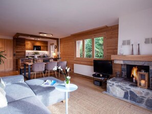 TV, fireplace