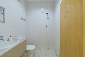 Quarto duplo luxo | Banheiro | Chuveiro, toalhas de banho, papel higiênico