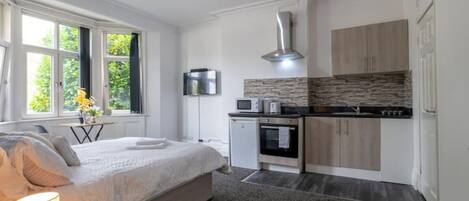 1 dormitorio, tabla de planchar con plancha, wifi y ropa de cama