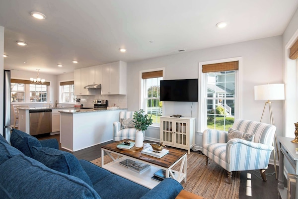 Bright, cozy living area with comfortable seating — perfect for relaxing nights in.