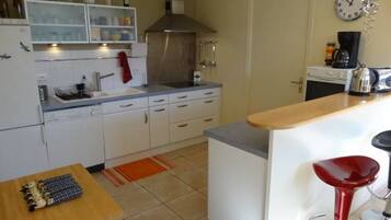 Fridge, microwave, oven, dishwasher