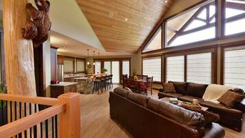 Smart TV, fireplace, DVD player, books