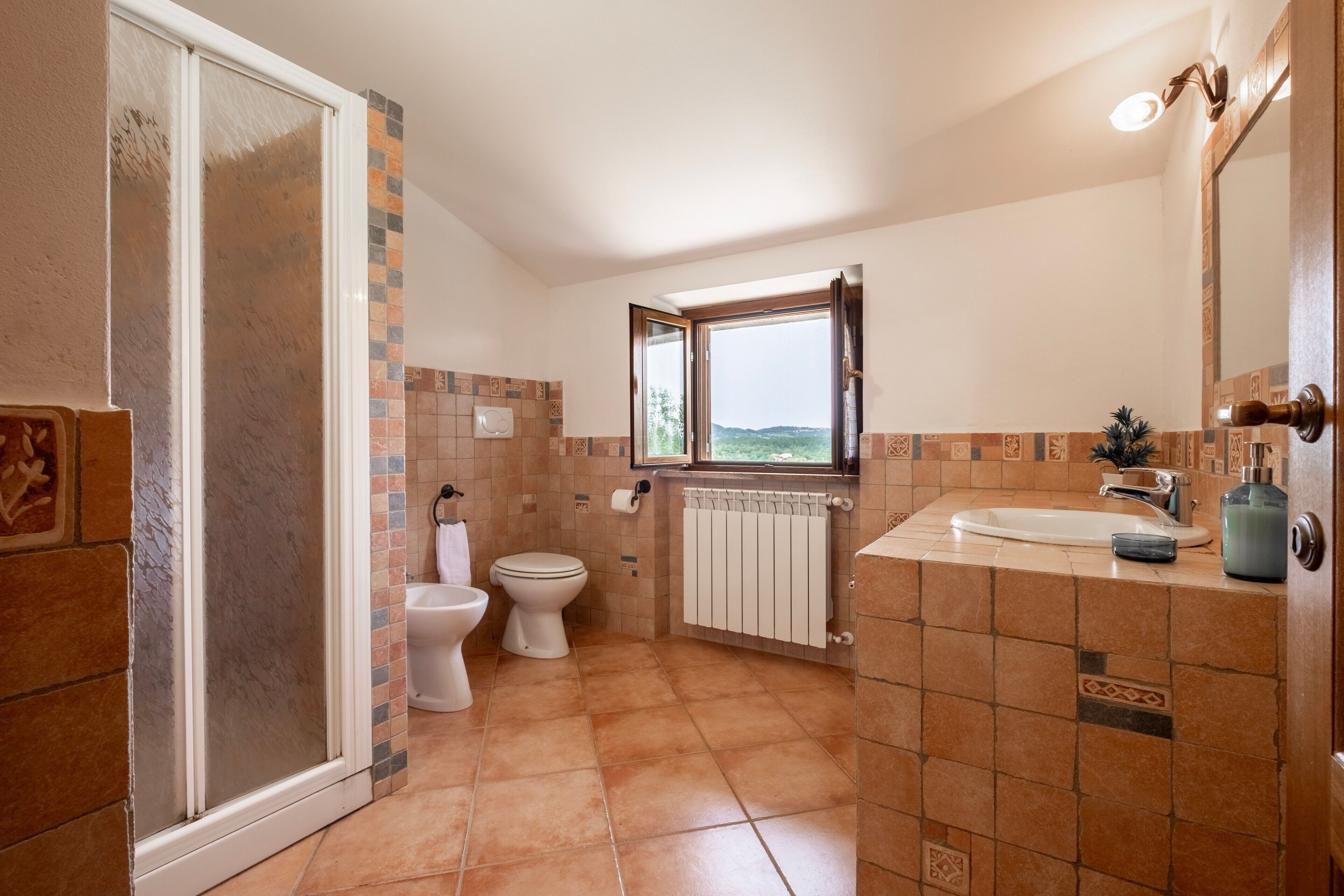 Een douche, een haardroger, handdoeken