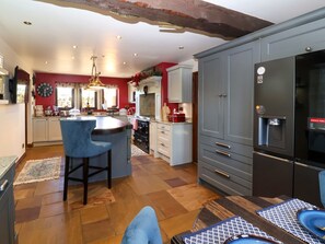 Fridge, dishwasher, electric kettle, toaster