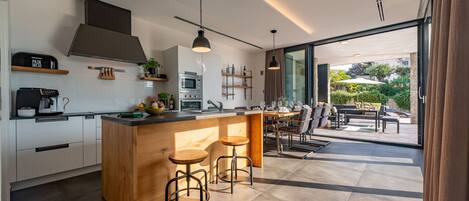 Microwave, oven, electric kettle, toaster