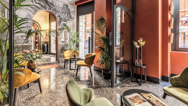 A lobby with a polished floor, seating areas, and large windows. - Residenza Piranesi Boutique Hotel (Rome)