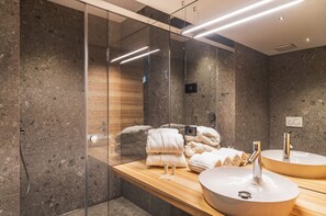 Regadera, secadora de cabello, bidet, toallas 