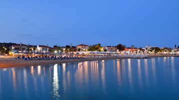 On the beach, beach umbrellas, beach bar
