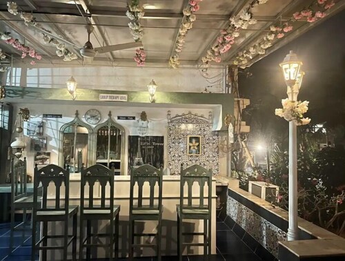 Pvt entry Swiss Chalet Biker’sPlace facing huge terrace sit out. 


