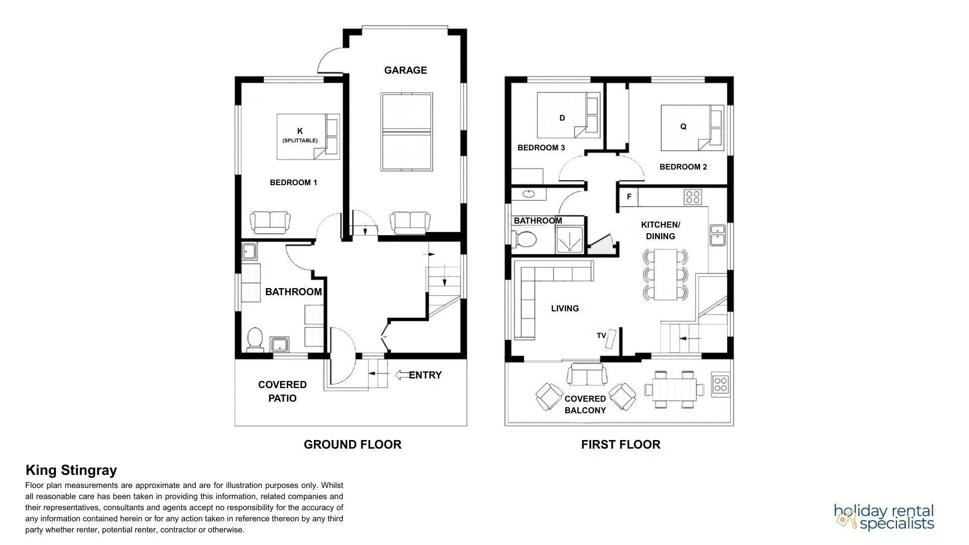 A floor plan of a property with a covered patio, two bedrooms, a bathroom, a kitchen, and a garage.
