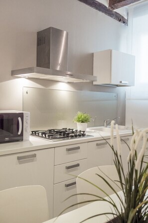 Fridge, microwave, dishwasher, toaster