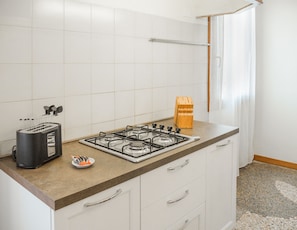 Fridge, microwave, dishwasher, toaster