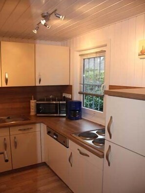 Kühlschrank, Mikrowelle, Herdplatte, Geschirrspüler