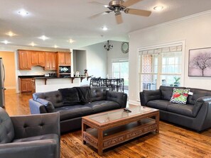 TV, fireplace, ping pong, books