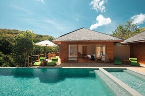 Three-bedroom Jungle Pool Villa | Premium bedding, down comforters, memory foam beds, minibar