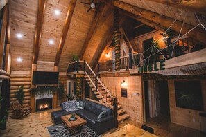 TV, fireplace, offices