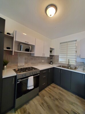 Kjøleskap, mikrobølgeovn, ovn og kokeplater