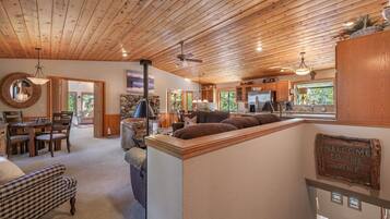 Smart TV, fireplace, video games, books