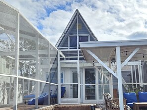 Terrace/patio - NEW - Waterfront A Frame - Screened In Pool - Pet Friendly - Private Dock  (Hernando Beach)