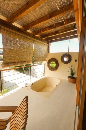 Deluxe Apartment, Bathtub, Partial Ocean View | Terrace/patio - Casa Borka LUXURY FULLY FURNISHED BEACH CONDOS WITH POOL (Puerto Escondido)