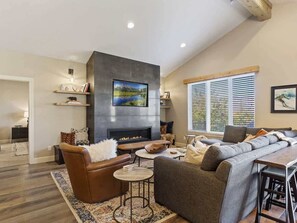 TV, fireplace, offices