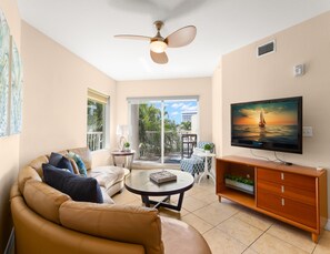 Condo, Multiple Beds, Pool Access, Pool View (207 - No Pets Allowed) | Living area | TV - Crystal Palms (Treasure Island)