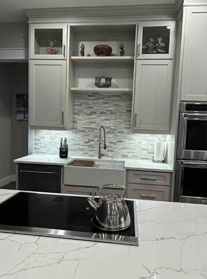 Microwave, oven, stovetop, dishwasher - SandyFeet Beach House Retreat-Gulf Front Home at Shell Point Beach.  (Crawfordville)