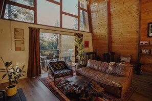 Smart-TV, peis, bøker og musikkbibliotek