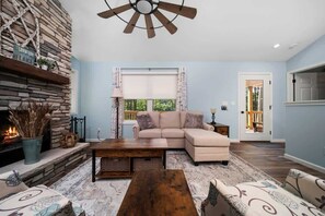 TV, fireplace, offices