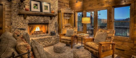 TV, fireplace, foosball