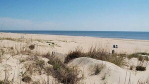 A beach with sand dunes and a clear sky. - Dolphin's Den - Oceanfront - North End VB (Virginia Beach)