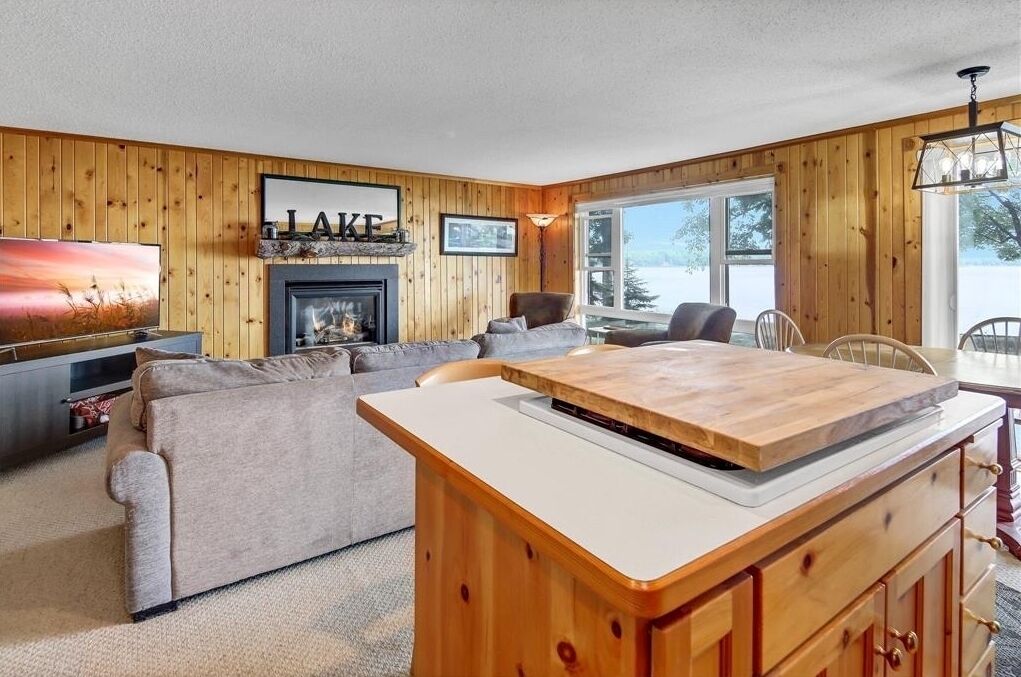 Smart TV, fireplace, video games, DVD player