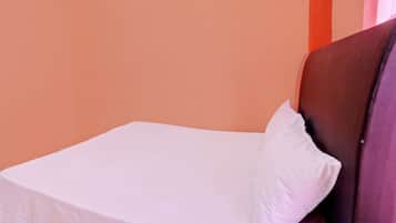 Desk, laptop workspace, free WiFi, bed sheets