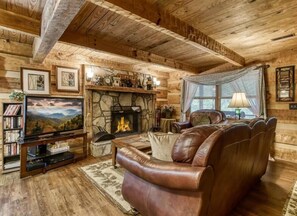 Smart TV, chimenea, videojuegos