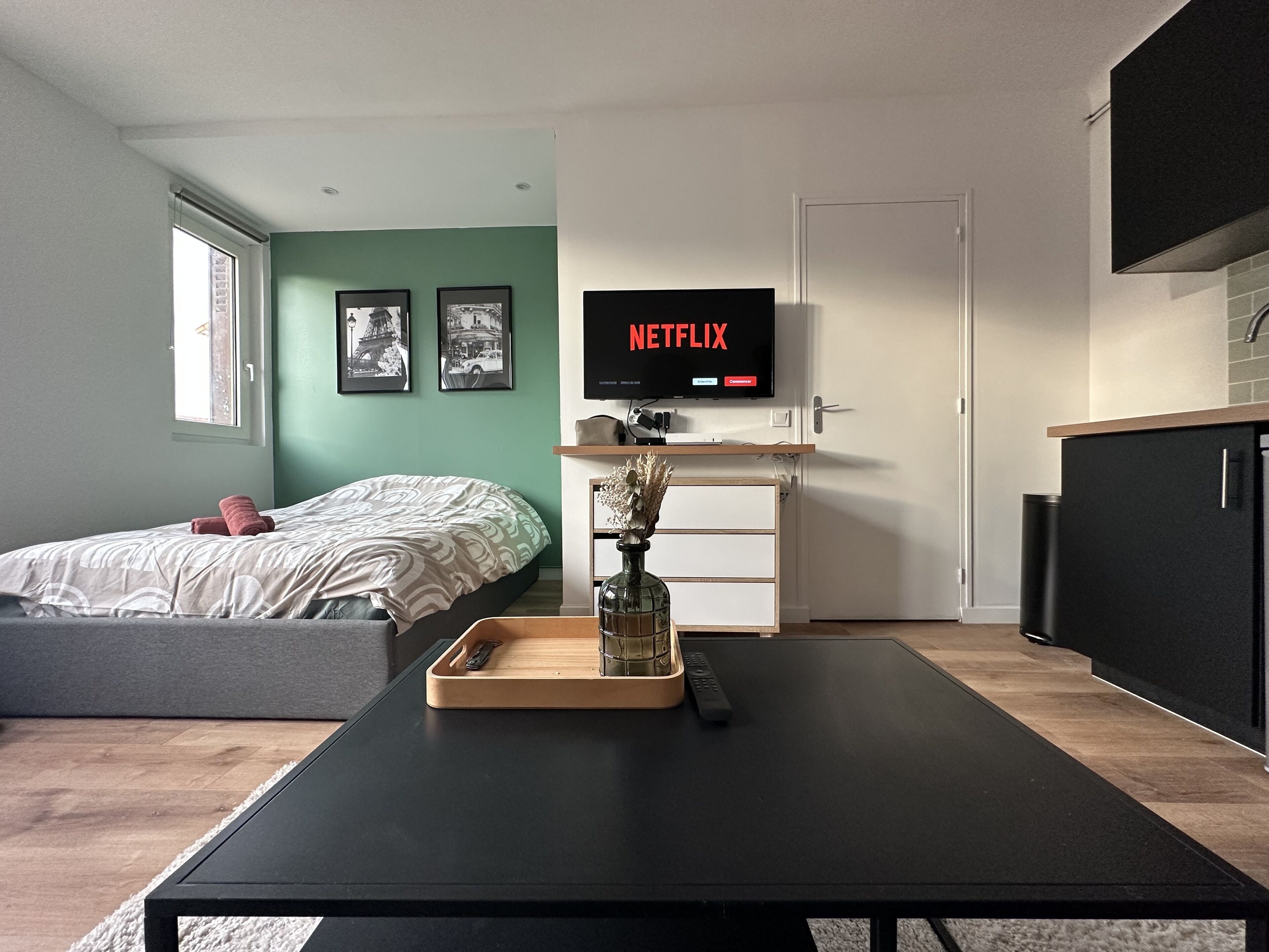 1 chambre, bureau, Wi-Fi, draps fournis