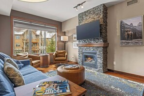 TV, fireplace, offices