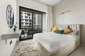 デラックス アパートメント | 1 室のベッドルーム、客室ごとに異なるインテリア、アイロン / アイロン台、WiFi (無料)