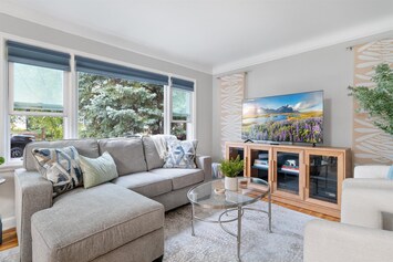 A cozy living room bathed in natural light