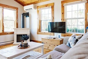 Smart TV y chimenea 