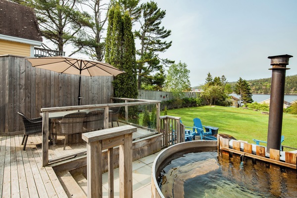 Salt Water Wood Fired Hot Tub available as an optional add on