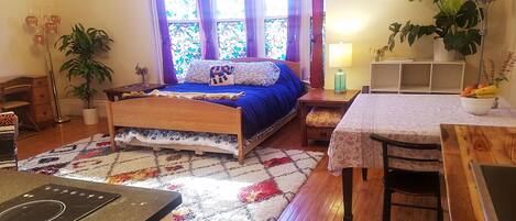 1 bedroom, desk, iron/ironing board, travel cot