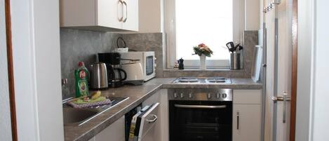 Kühlschrank, Mikrowelle, Ofen, Herdplatte