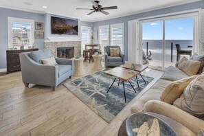 Smart TV, fireplace - Luxury Coastal Living | Seaview Oceanside Condo w/ Private Beach (Oceanside)