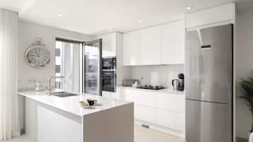 Microwave, stovetop, dishwasher, high chair