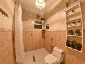 Free toiletries, hair dryer, bidet, towels