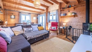 Télévision, cheminée, lecteur de DVD