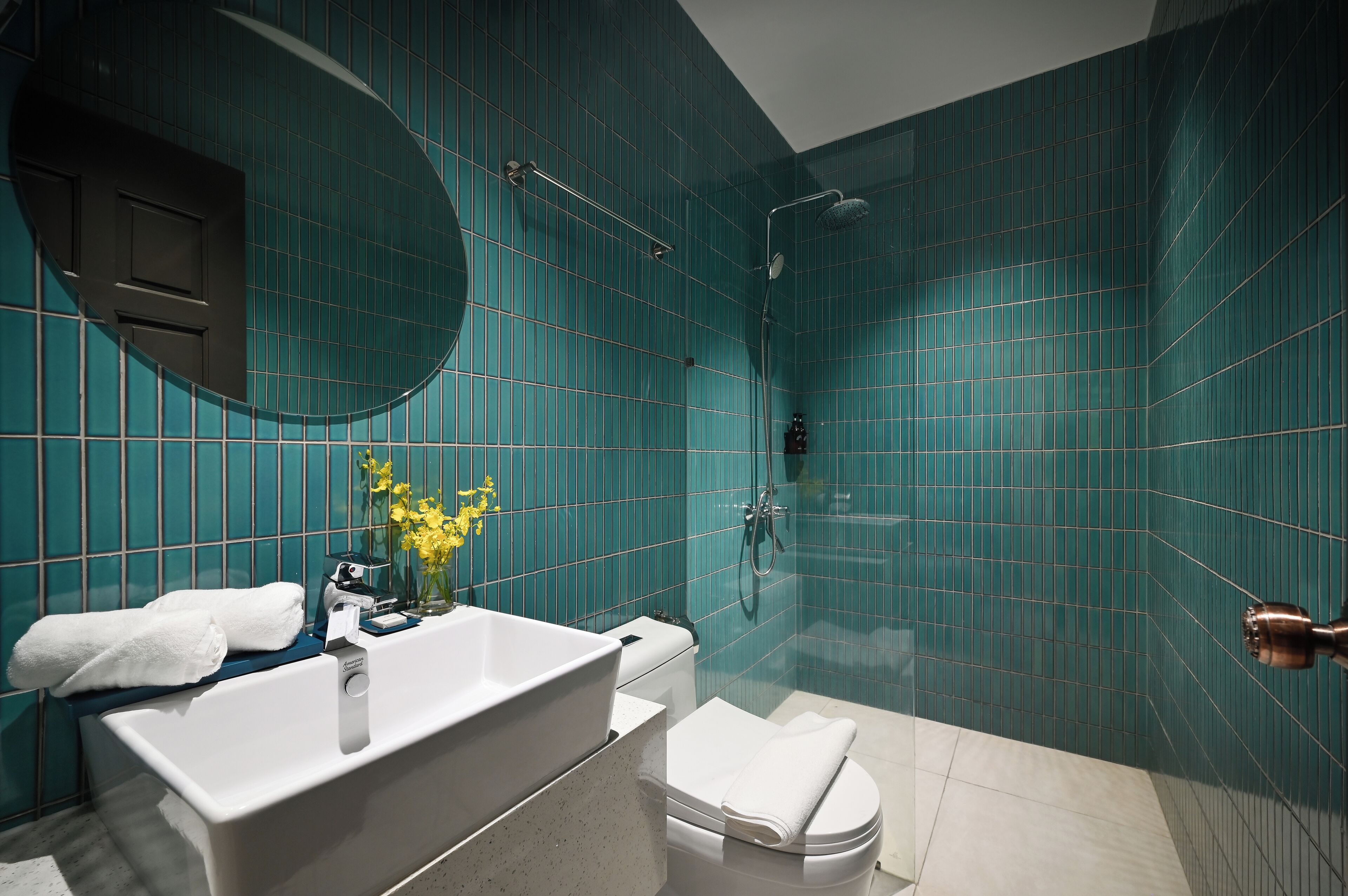 premier room | bathroom | shower, eco-friendly toiletries, hair dryer, slippers